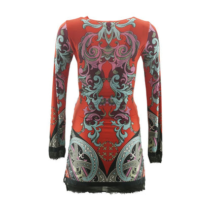 Red Graphic Maternity Mini Dress