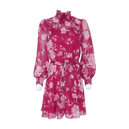 Maroon Floral Mini Dress