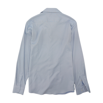 Blue Solid Long Sleeve Button Down