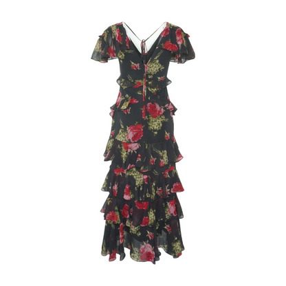 Black Floral Midi Dress