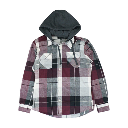 Burgundy Plaid Flannel Button Down