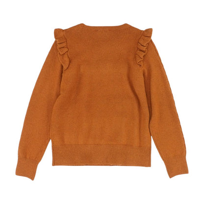 Brown Solid Crewneck Sweater