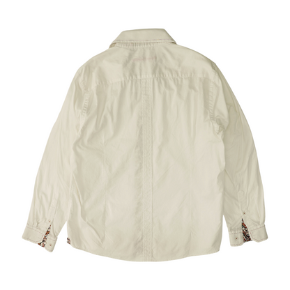 White Solid Long Sleeve Button Down