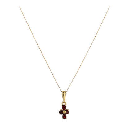 18K Yellow Gold Garnet Pendant Necklace