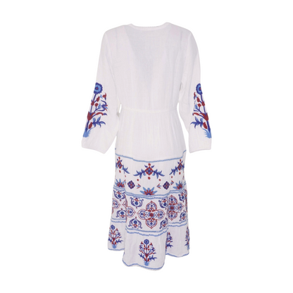 White Petite Floral Midi Dress