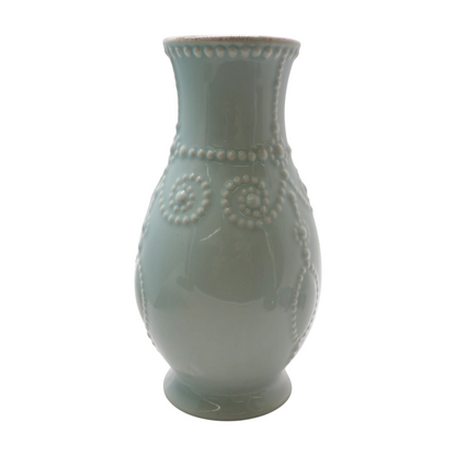 French Perle Ice Blue Fluted Vase