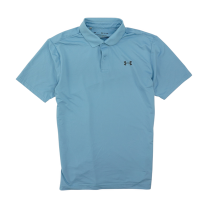 Blue Solid Short Sleeve Polo