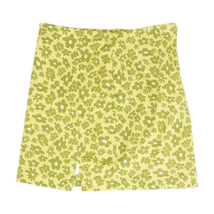 Yellow Floral Midi Skirt