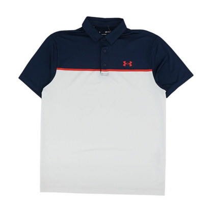 White Color Block Short Sleeve Polo