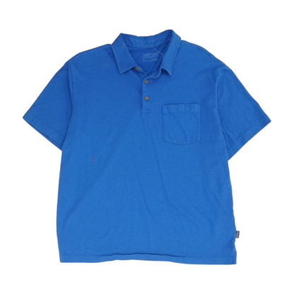 Blue Solid Short Sleeve Polo
