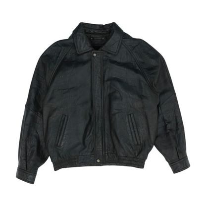 Black Solid Leather Jacket