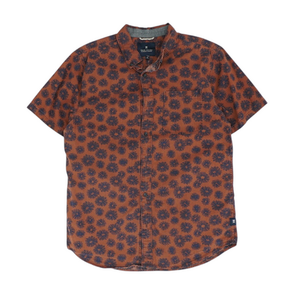 Rust Print Short Sleeve Button Down
