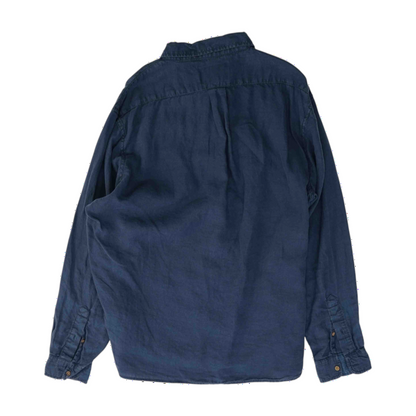 Blue Solid Flannel Button Down