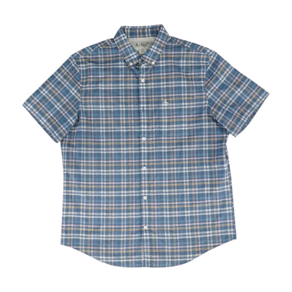 Blue Plaid Short Sleeve Button Down