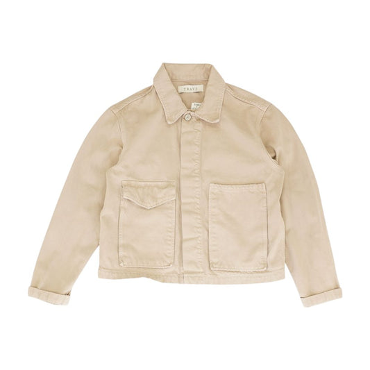 Tan Solid Denim Jacket