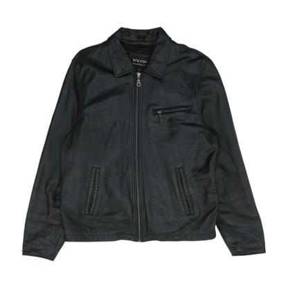 Black Tall Solid Leather Jacket