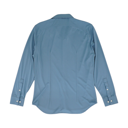 Blue Solid Long Sleeve Button Down