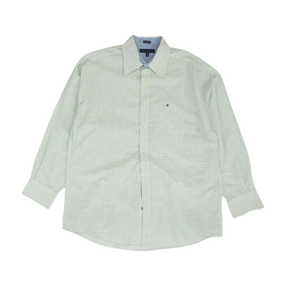 White Plaid Long Sleeve Button Down