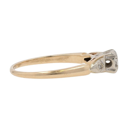 1/10 Ct 14K Two Tone Gold Diamond Vintage Engagement Ring
