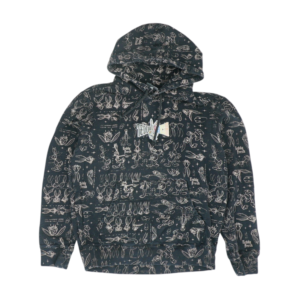 Black Print Hoodie Pullover