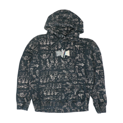 Black Print Hoodie Pullover