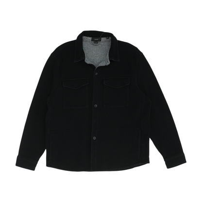 Black Solid Flannel Button Down