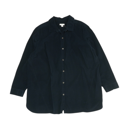 Navy Plus Size Flannel Button Down
