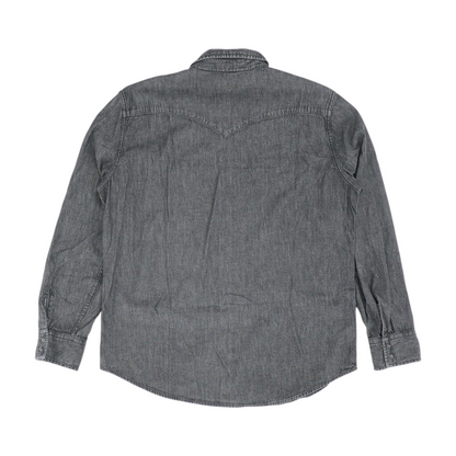 Black Solid Long Sleeve Button Down