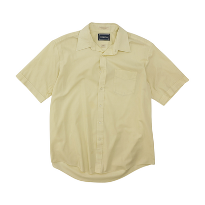 Vintage Yellow Solid Short Sleeve Button Down