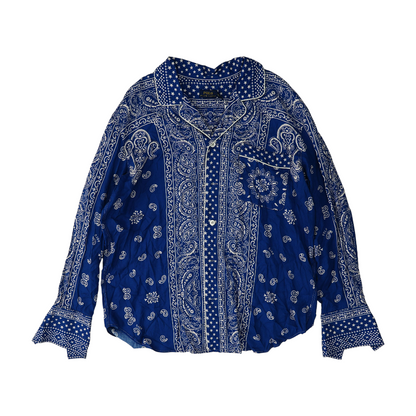 Blue Paisley Long Sleeve Button Down