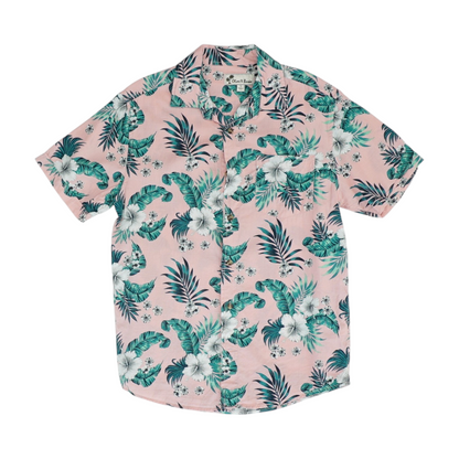 Vintage Pink Tropical Short Sleeve Button Down
