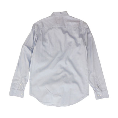Blue Solid Long Sleeve Button Down