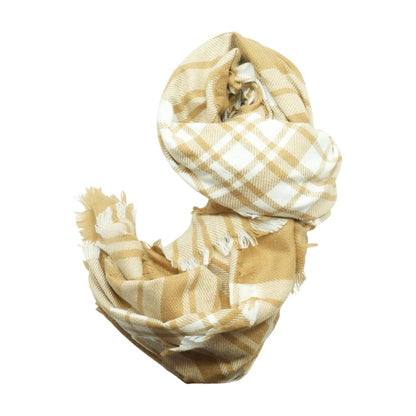Brown Plaid Polyester Scarf
