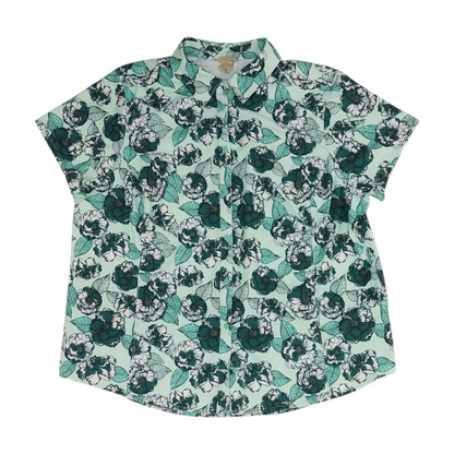 Green Plus Floral Button Down
