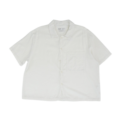 White Solid Short Sleeve Button Down