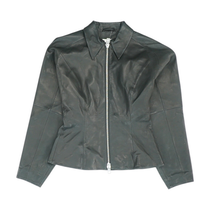 Black Solid Leather Jacket