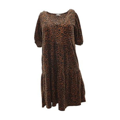 Brown Animal Print Midi Dress