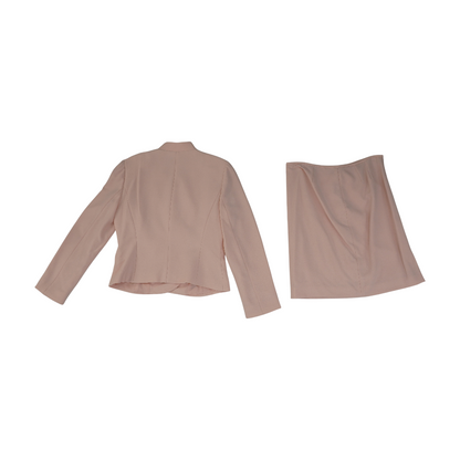 Pink Petite Solid Skirt Suit