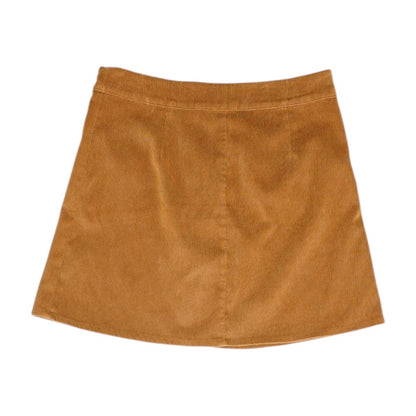 Brown Solid Midi Skirt