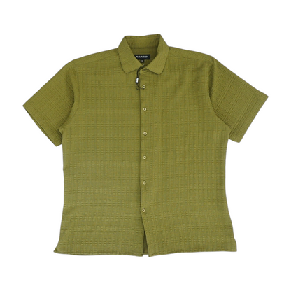Green Solid Short Sleeve Button Down