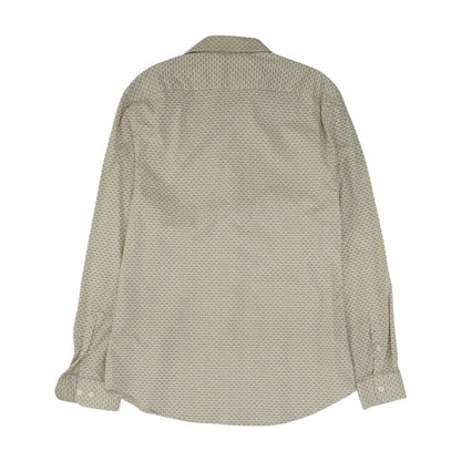 Beige Geometric Long Sleeve Button Down