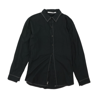 Black Solid Long Sleeve Button Down