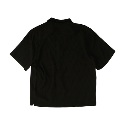Black Solid Short Sleeve Button Down