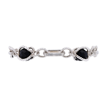 Sterling Silver Onyx Beaded Bracelet