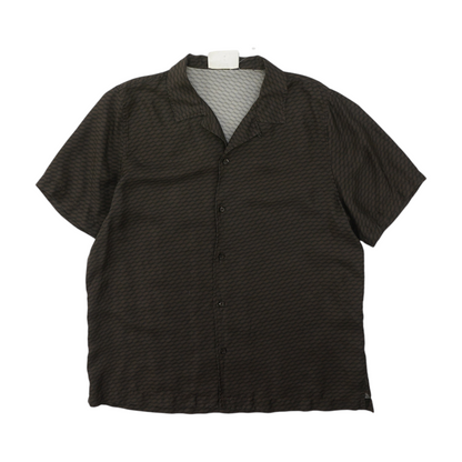 Brown Graphic Short Sleeve Button Down