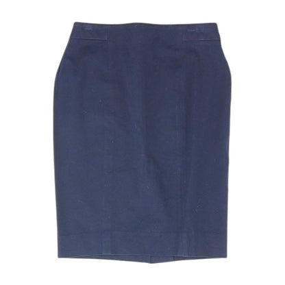 Navy Solid Midi Skirt