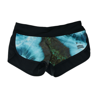 Black Print Active Shorts