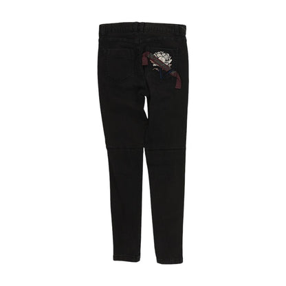 Black Solid Skinny Leg Jeans