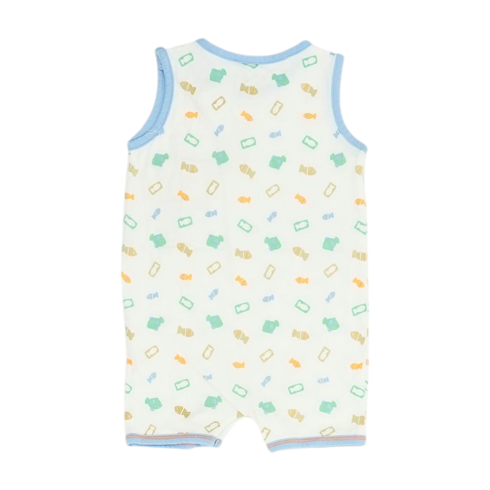 White Graphic Sleeveless One-Piece