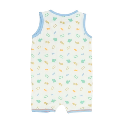 White Graphic Sleeveless One-Piece